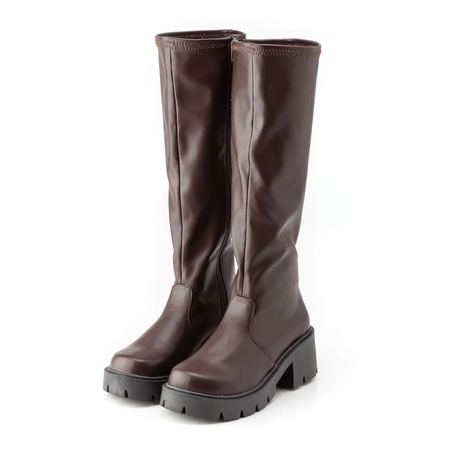 brown faux leather boots