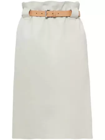 Prada Gathered Belted Leather Skirt - Farfetch