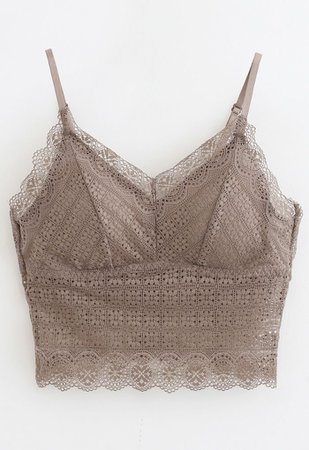 Floret Lace Cami Bustier Top in Taupe - Retro, Indie and Unique Fashion