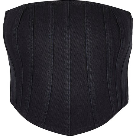 Black denim boning corset top | River Island