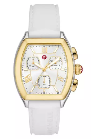 MICHELE Relevé Sport Chronograph Silicone Strap Watch, 31mm | Nordstrom