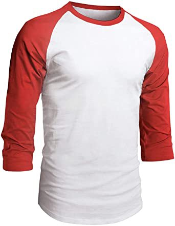 Amazon.com: Bright Sun White/Red Mens Baseball Raglan T-Shirts 3/4 Sleeve Tee Plain Team Sport Jersey Solid XL #SHAS: Clothing