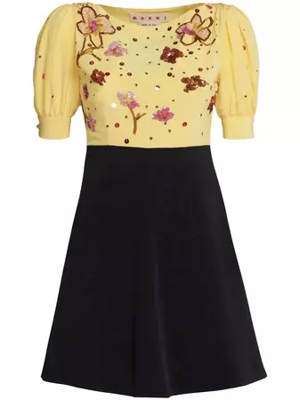 Marni Floral sequin-embellished Mini Dress - Farfetch