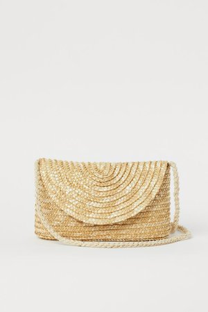 Small straw shoulder bag - Light beige - | H&M GB