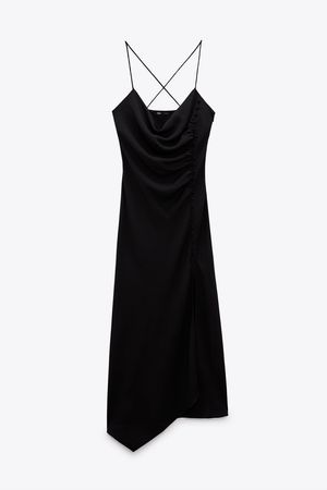 CAMISOLE DRESS WITH BUTTONS - Black | ZARA Israel