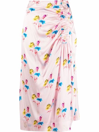 GANNI floral-print Wrap Skirt - Farfetch
