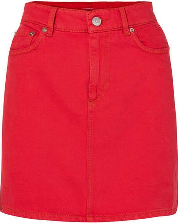 Denim Mini Skirt - Red
