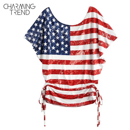Charmingtrend New Crop Top T Shirt Women Funny Summer 2017 Women's T Shirts USA Flag Tops Tee Shirt Femme camiseta feminina -in T-Shirts from Women's Clothing & Accessories on Aliexpress.com | Alibaba Group