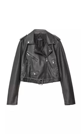 Distressed faux leather biker jacket - Women's See all | Stradivarius United States