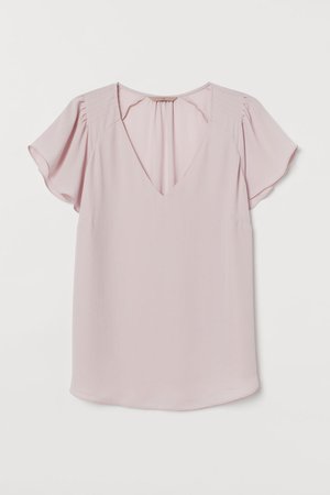 H&M+ Butterfly-sleeved Top - Powder pink - Ladies | H&M US