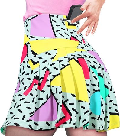 Amazon.com: Retro 80s 90s Skirt for Women Tennis Skirt Golf Skirt High Waisted Athletic Skirts with Pockets for Retro Halloween Party (Chic Color,Small) : Clothing, Shoes & Jewelry