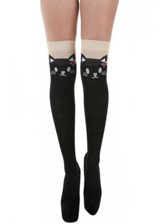 Pamela Mann Cat Over Knee Socks With Tail | Attitude Clothing
