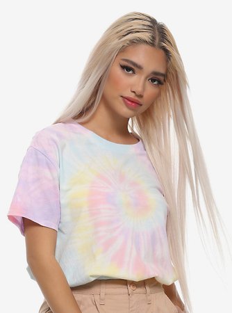 Pastel Tie-Dye Girls Elasticated Crop T-Shirt