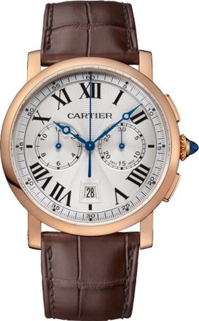 CRW1556238 - Rotonde de Cartier Chronograph watch - 40 mm, 18K pink gold, leather - Cartier