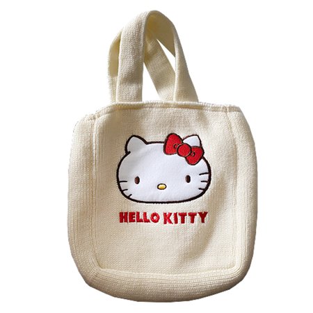 hello kitty sanrio creme/white knit hand bag