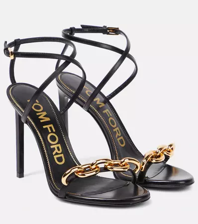 Chain Leather Sandals in Black - Tom Ford | Mytheresa