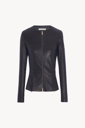 The Row, Black Anasta Jacket in Stretch Leather
