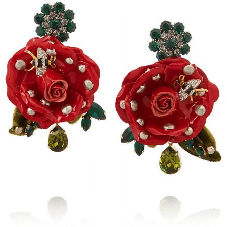 Dolce and Gabbana Swarovski rose clip on earrings