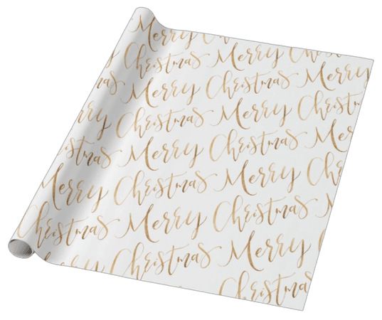 Gold Merry Christmas Calligraphy Holiday Wrapping Paper