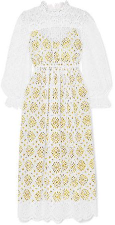 Leandra Broderie Anglaise Cotton Maxi Dress - White