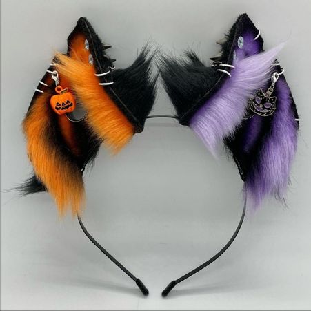 orange and purple Halloween ears