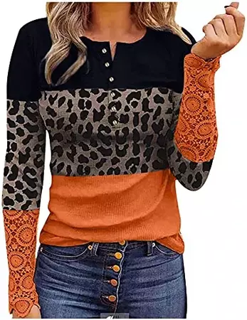Womens Long Sleeve Button Down Shirt Tops for Work V Neck Sheer Blouse Casual Long Sleeve Blouses Tops V Neck Button Down Shirts Solid Color Blouse Top A147303 Orange at Amazon Women’s Clothing store