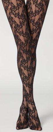 Floral lace tights