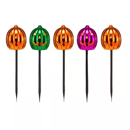5ct Incandescent Halloween Clear Metallic Jack-O-Lantern Pathway Lights - Hyde and Eek! Boutique : Target