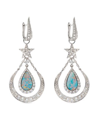 Annoushka 18kt white gold diamond opal doublet earrings silver & blue B030605 - Farfetch