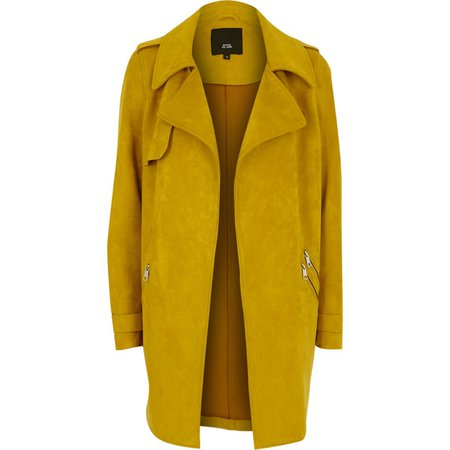 Yellow faux suedette trench coat - Coats - Coats & Jackets - women