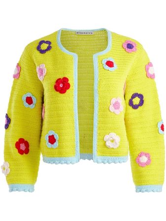 Alice + Olivia Anderson Floral Crochet Cardigan - Farfetch
