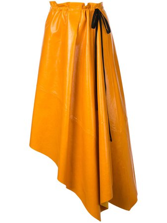 Proenza Schouler Asymmetrical Shiny Leather Mid Skirt R1945002LR174 Orange | Farfetch
