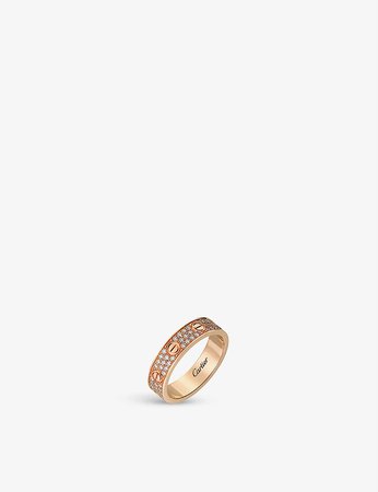 CARTIER - LOVE small diamond-paved 18ct rose-gold wedding band | Selfridges.com
