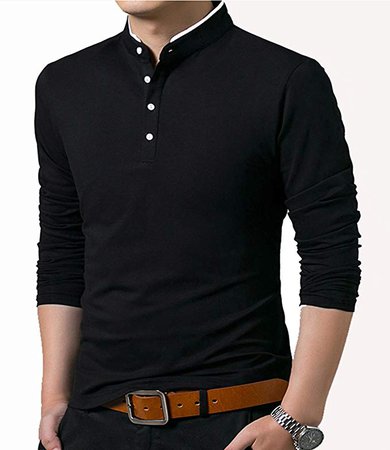 KUYIGO Men's Casual Slim Fit Pure Color Short Sleeve Polo Fashion T-Shirts at Amazon Men’s Clothing store: