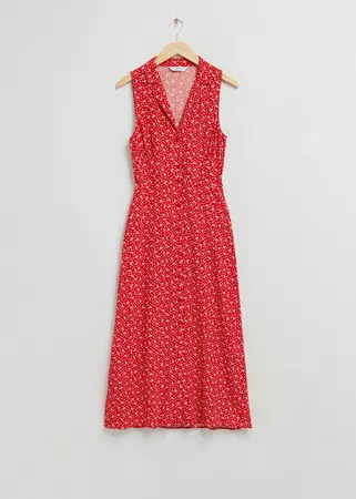 Collared Midi Shirt Dress - Bright Red Print - Midi dresses - & Other Stories US