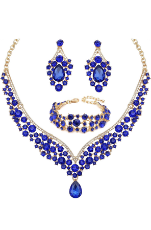 blue and gold jewelry set