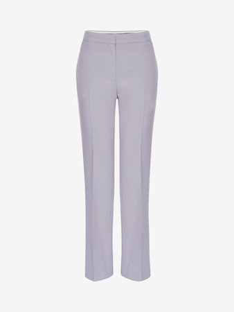 Women's Lilac Light Wool Silk Cigarette Pants | Alexander McQueen