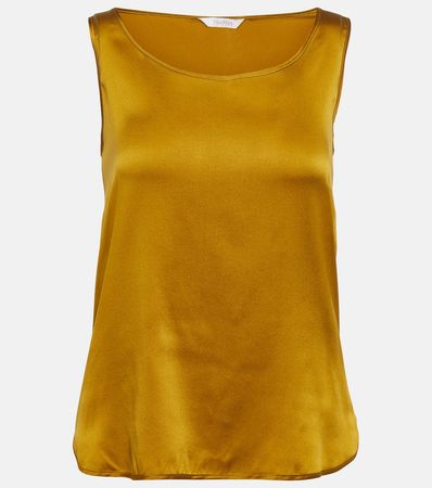 Leisure Pan Stretch Silk Tank Top in Yellow - Max Mara | Mytheresa