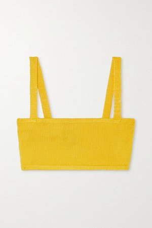 Yellow Cropped stretch-knit top | Calle Del Mar | NET-A-PORTER