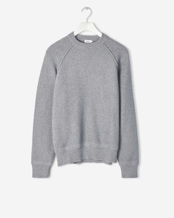 Cotton R-Neck Sweater Grey Melange - Sweaters - Man - Filippa K
