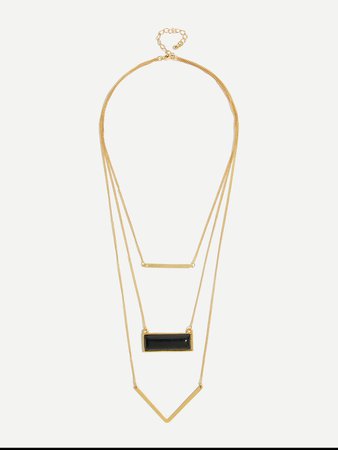 Bar & Gemstone Pendant Layered Necklace