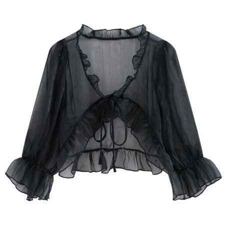 Women Girl Chiffon Cardigan Lady Coat Shawl Short Ruffle Lace-up 3/4 Sleeve Thin | eBay