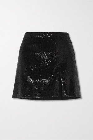 Black + NET SUSTAIN Quinn sequined tulle mini skirt | Reformation | NET-A-PORTER