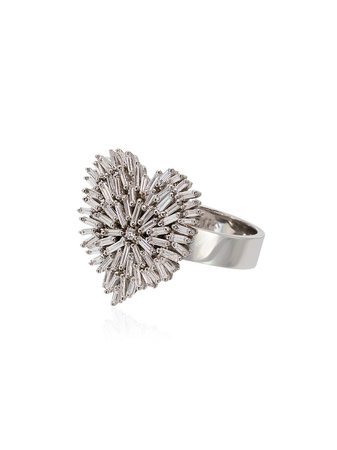 Metallic Suzanne Kalan 18K White Gold And Diamond Firework Heart Ring | Farfetch.com