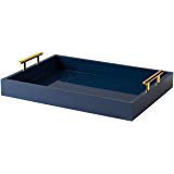 Amazon.com: Zosenley Decorative Tray, Rectangular Plastic Tray with Handles, Modern Vanity Tray and Serving Tray for Bathroom, Kitchen, Ottoman and Coffee Table, 15.6” x 10.2”, Orange: Home & Kitchen