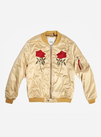 Mirrored Rose Bomber Jacket in Light Gold