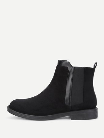 Contrast PU Flat Ankle Boots