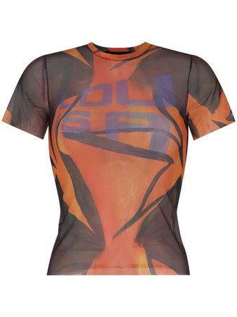 Shop Louisa Ballou sheer graphic print T-shirt with Express Delivery - FARFETCH
