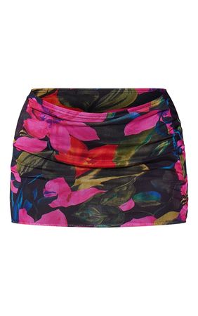 Pink Tropical Print Mesh Micro Mini Skirt | PrettyLittleThing USA