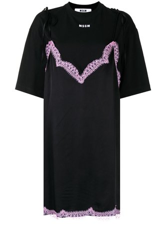 MSGM lace-trim T-shirt Dress - Farfetch